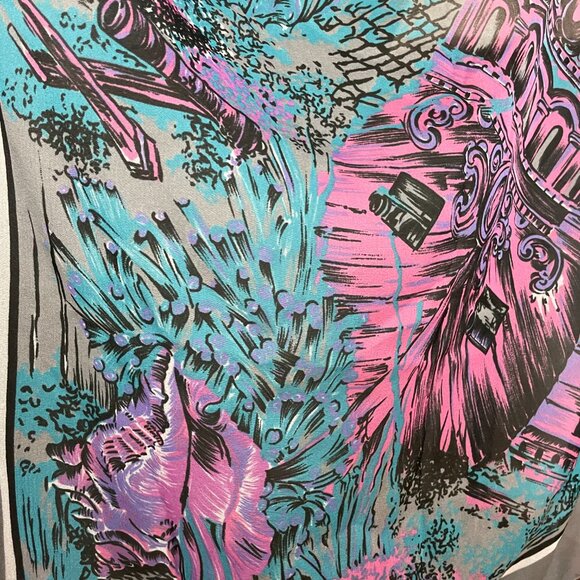 Shipwreck Scarf Lightweight Sea Ocean Underwater Scene Fish Gray‎ Pink Large - Picture 11 of 12